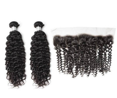 2 Curly Bundles & Frontal ( Goddess Collection)