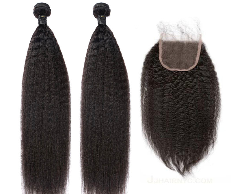 2 Kinky Straight Bundles & Closure ( Industry Standard Collection)