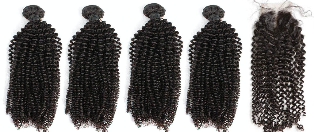 4 Kinky Curly Bundles & Closure ( Industry Standard Collection)
