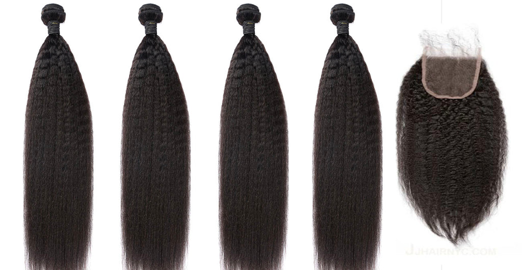 4 Kinky Straight Bundles & Closure ( Industry Standard Collection)