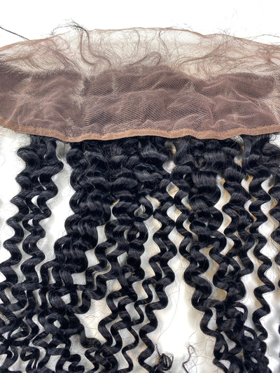 Jet Black Curly 13x4 18 inch Frontal