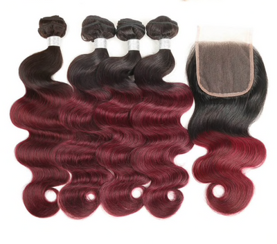 4 Bundles Any Ombre/Color with Closure