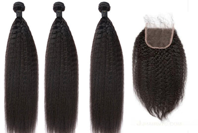 3 Kinky Straight Bundles & Closure ( Industry Standard Collection)