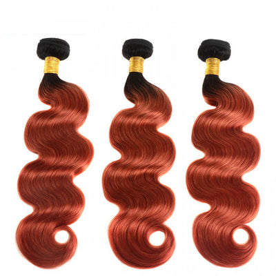 3 Bundles Color 1B at Roots Into Color #350 (Any Texture)