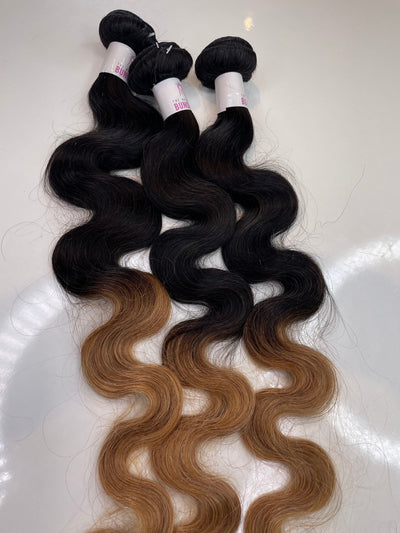 3 Custom Colored 1B/27 inches 28-28-30 Bodywave Bundles
